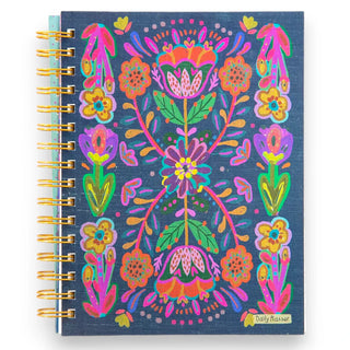 Daily To-Do List Planner - Blue Folk Flower