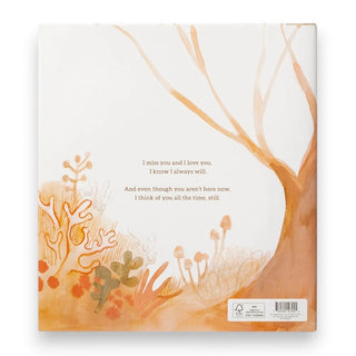 Book back with tree design and text on a white background
