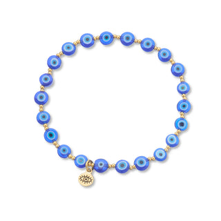 Evil Eye Mati - Glass & Brass Bead Bracelet