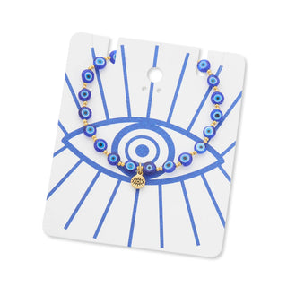Evil Eye Mati - Glass & Brass Bead Bracelet