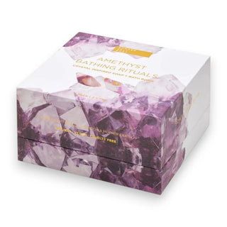 Box of Amethyst Bathing Rituals with purple and white design