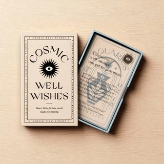 Cosmic Well Wishes card set packaging on a beige background