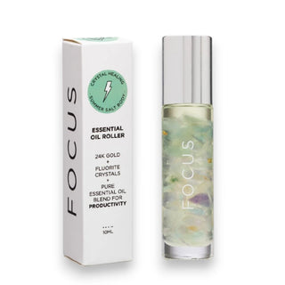 Focus Essential oil roller with packaging on a white background