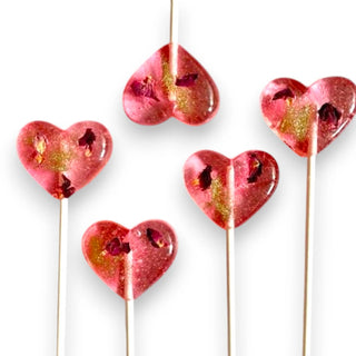 Glitter Rose Love Heart Lollipop