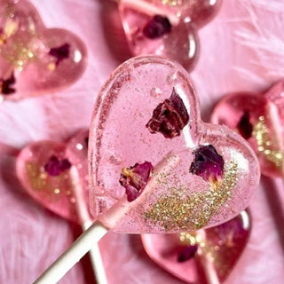 Glitter Rose Love Heart Lollipop