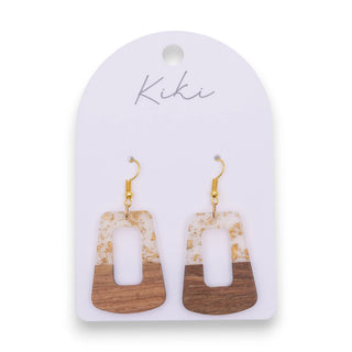 Splosh Kiki Gold Wood Loop Dangle Earrings