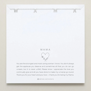 Card with 'MAMA' text and a heart design on a white background