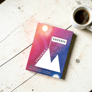 Book titled 'Struggle & Success' on a wooden surface with a cup of coffee.