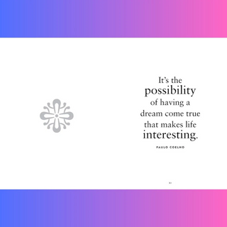 Gradient background with a quote by Paulo Coelho and a snowflake symbol.