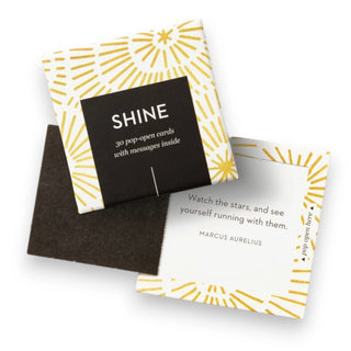 30 Pack of 'SHINE' pop-open cards with yellow sunburst design on a white background