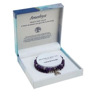 Tree Of Life Duo Bracelet - Amethyst Rhodium