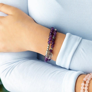 Tree Of Life Duo Bracelet - Amethyst Rhodium