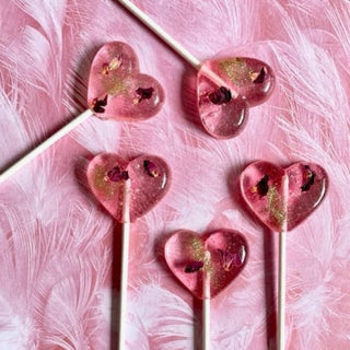 Glitter Rose Love Heart Lollipop